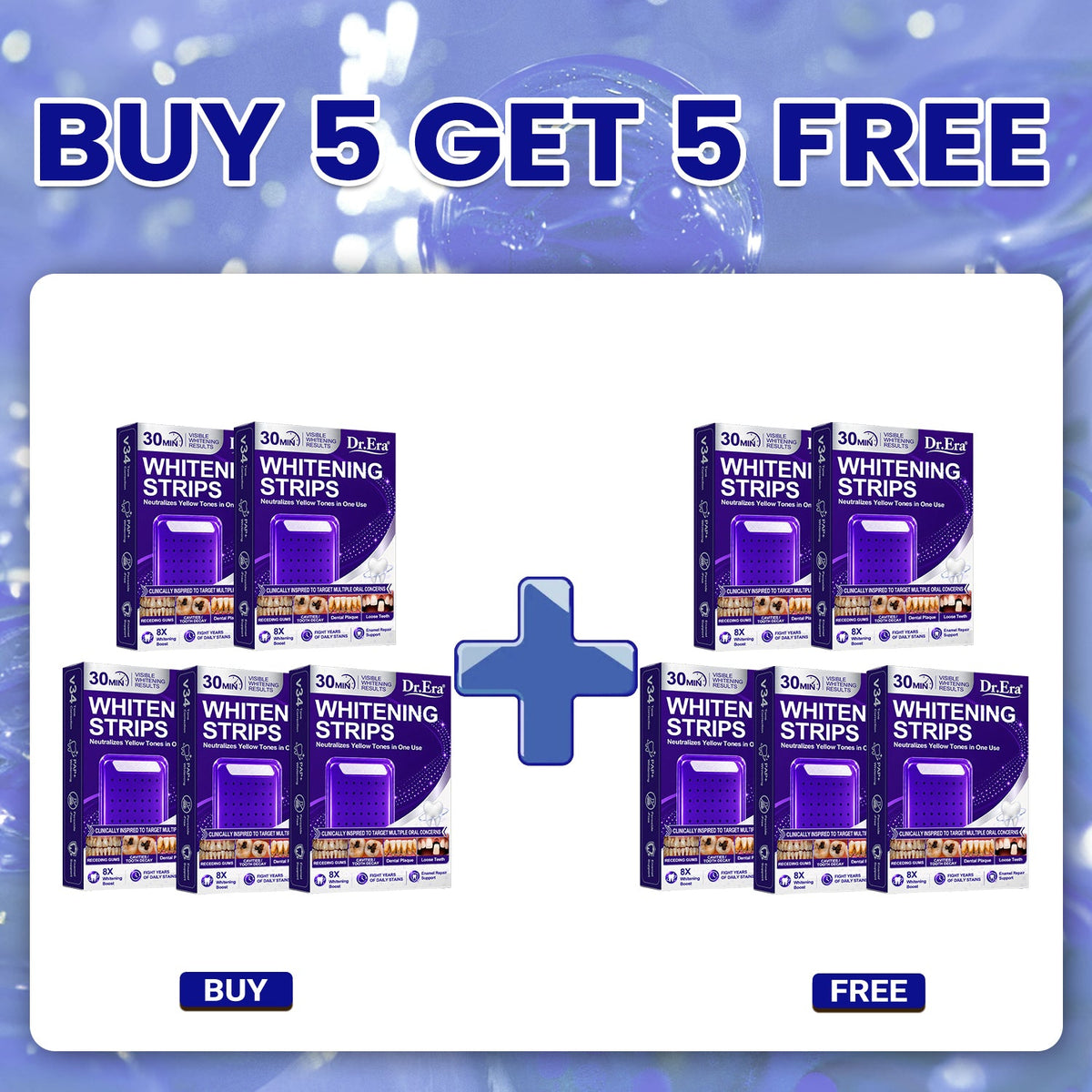 𝐃𝐫.𝐄𝐫𝐚® Purple Teeth Whitening Strips | Whiter-Looking Teeth in 30 Minutes | Fights Yellow Tones, Tough Stains, Plaque & Discoloration | Gentle on Sensitive Teeth