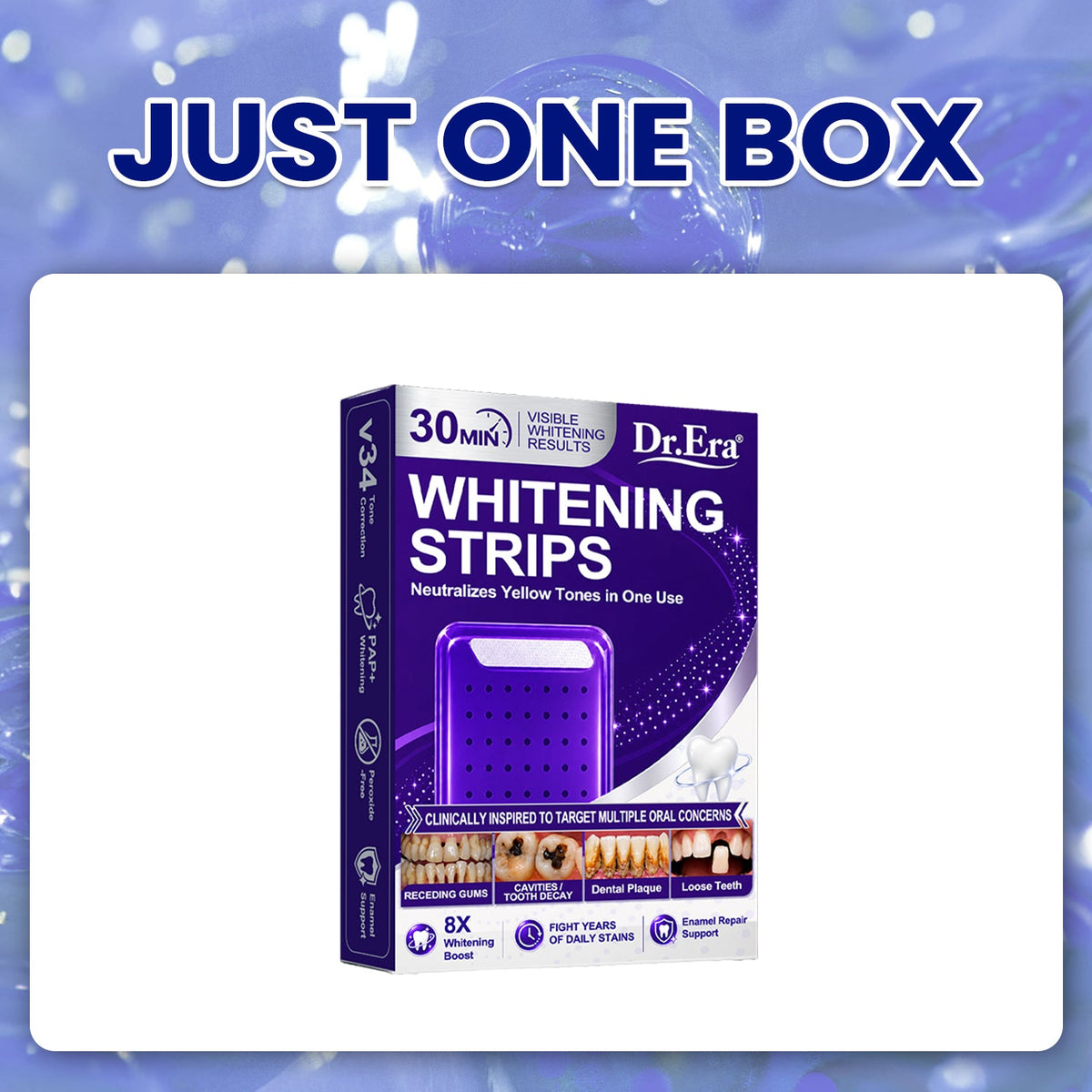 𝐃𝐫.𝐄𝐫𝐚® Purple Teeth Whitening Strips | Whiter-Looking Teeth in 30 Minutes | Fights Yellow Tones, Tough Stains, Plaque & Discoloration | Gentle on Sensitive Teeth