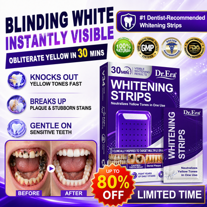 𝐃𝐫.𝐄𝐫𝐚® Purple Teeth Whitening Strips | Whiter-Looking Teeth in 30 Minutes | Fights Yellow Tones, Tough Stains, Plaque & Discoloration | Gentle on Sensitive Teeth
