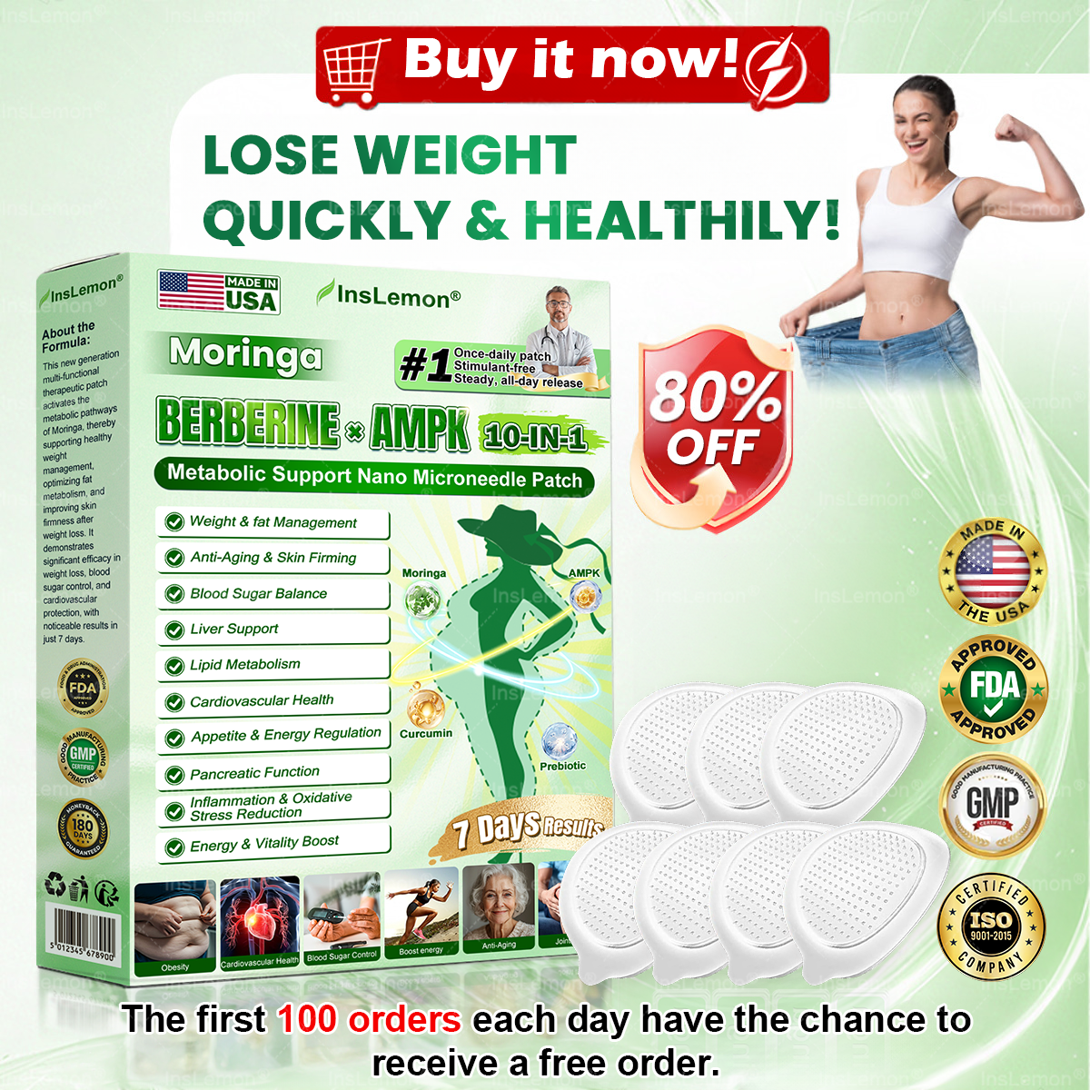 💖💖𝐈𝐧𝐬𝐋𝐞𝐦𝐨𝐧® 𝗠𝗼𝗿𝗶𝗻𝗴𝗮 × 𝗕𝗲𝗿𝗯𝗲𝗿𝗶𝗻𝗲 × 𝗔𝗠𝗣𝗞 𝟭𝟬-𝗶𝗻-𝟭 𝗠𝗲𝘁𝗮𝗯𝗼𝗹𝗶𝗰 𝗦𝘂𝗽𝗽𝗼𝗿𝘁 𝗡𝗮𝗻𝗼 𝗠𝗶𝗰𝗿𝗼𝗻𝗲𝗲𝗱𝗹𝗲 𝗣𝗮𝘁𝗰𝗵🇺🇸(𝐉𝐮𝐬𝐭 𝐨𝐧𝐜𝐞 𝐚 𝐝𝐚𝐲, 𝐯𝐢𝐬𝐢𝐛𝐥𝐞 𝐜𝐡𝐚𝐧𝐠𝐞𝐬 𝐢𝐧 𝟕 𝐝𝐚𝐲𝐬） ✅ 𝐅𝐨𝐫 𝐨𝐛𝐞𝐬𝐢𝐭𝐲, 🅛🅞🅞🅢🅔 🅢🅚🅘🅝,𝐝𝐢𝐚𝐛𝐞𝐭𝐞𝐬, 𝐬𝐥𝐞𝐞𝐩 𝐚𝐩𝐧𝐞𝐚, 𝐣𝐨𝐢𝐧𝐭 𝐢𝐬𝐬𝐮𝐞𝐬, 𝐚𝐧𝐝 𝐦𝐨𝐫𝐞
